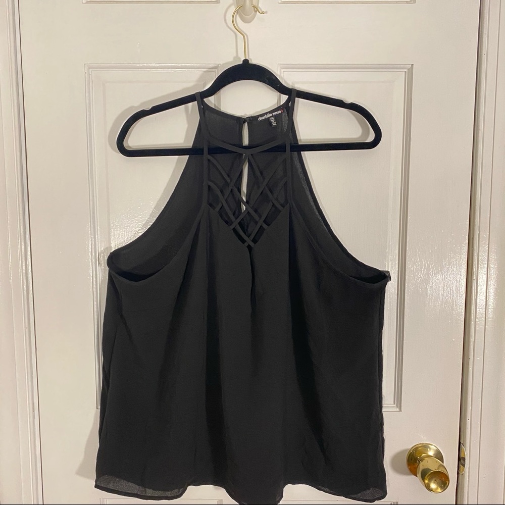 Black sleeveless top